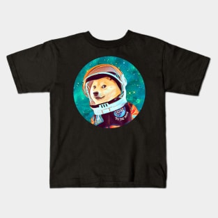 To the Moon Doge Astronaut: Crypto Dogecoin Shiba Inu Meme Kids T-Shirt